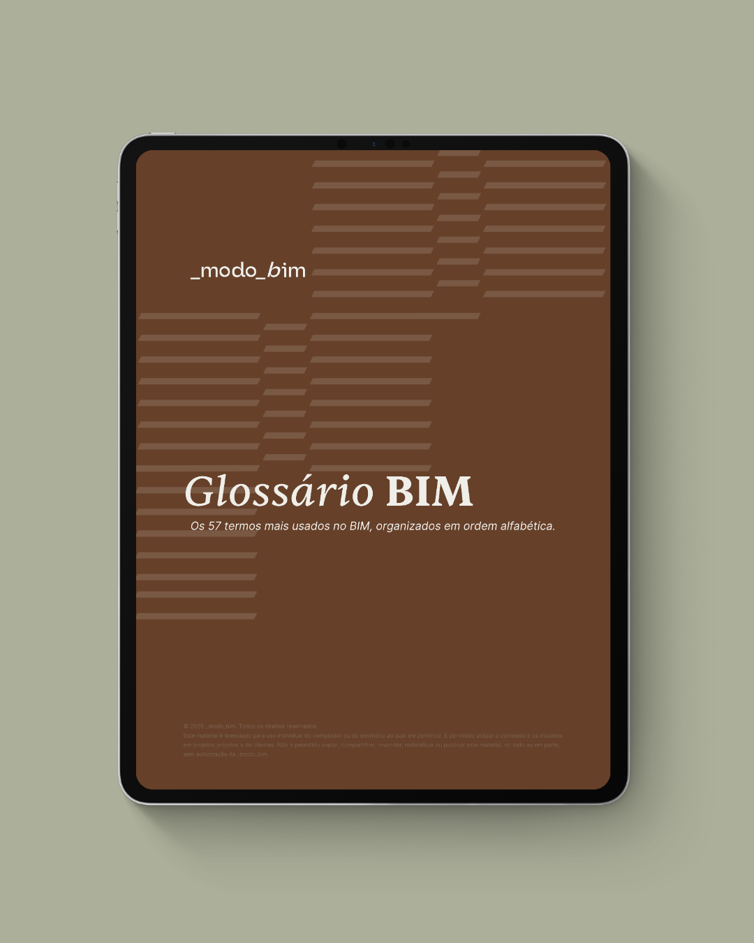 Capa do Glossário BIM em um tablet