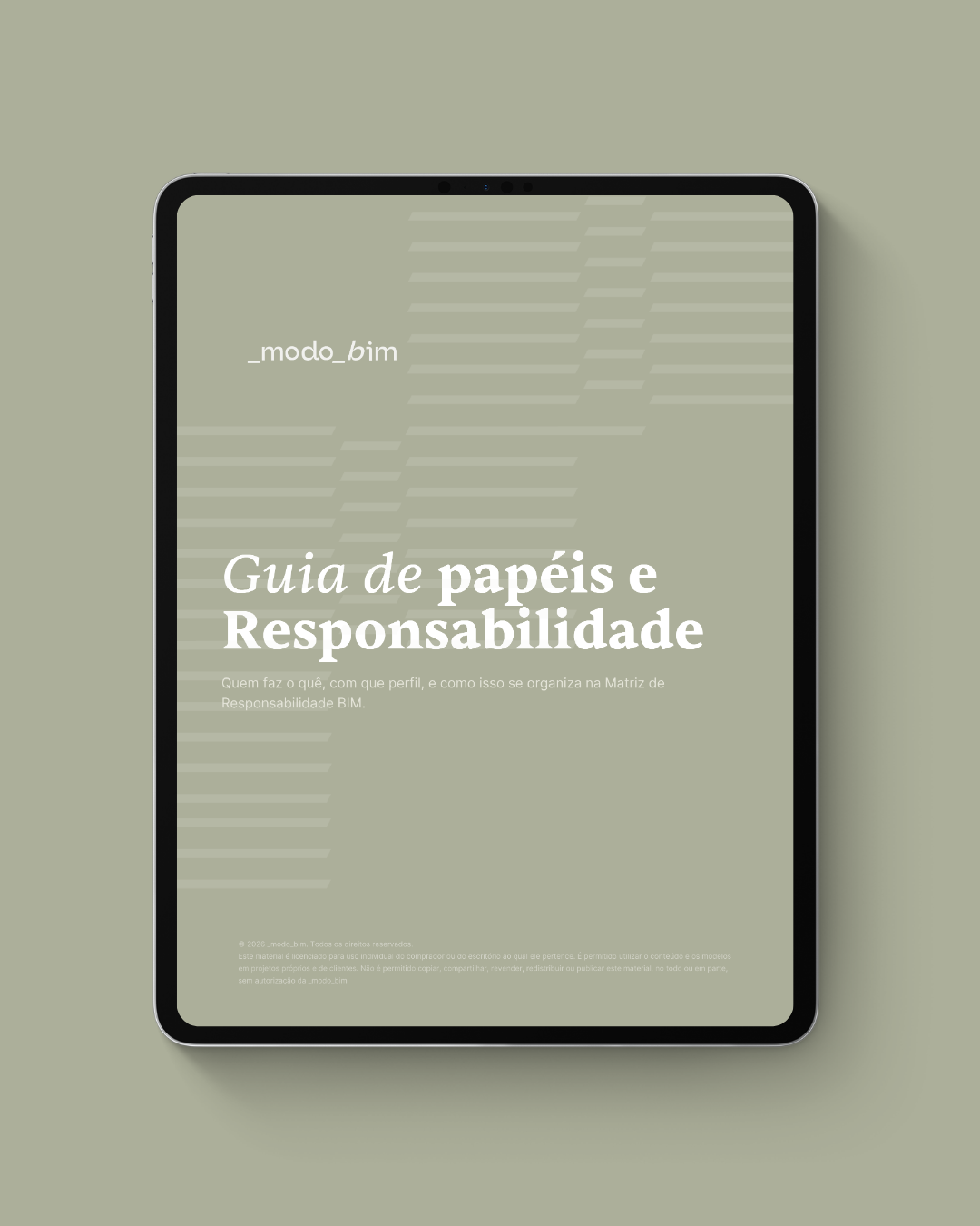 Capa do Guia de Papéis e Responsabilidades em um tablet