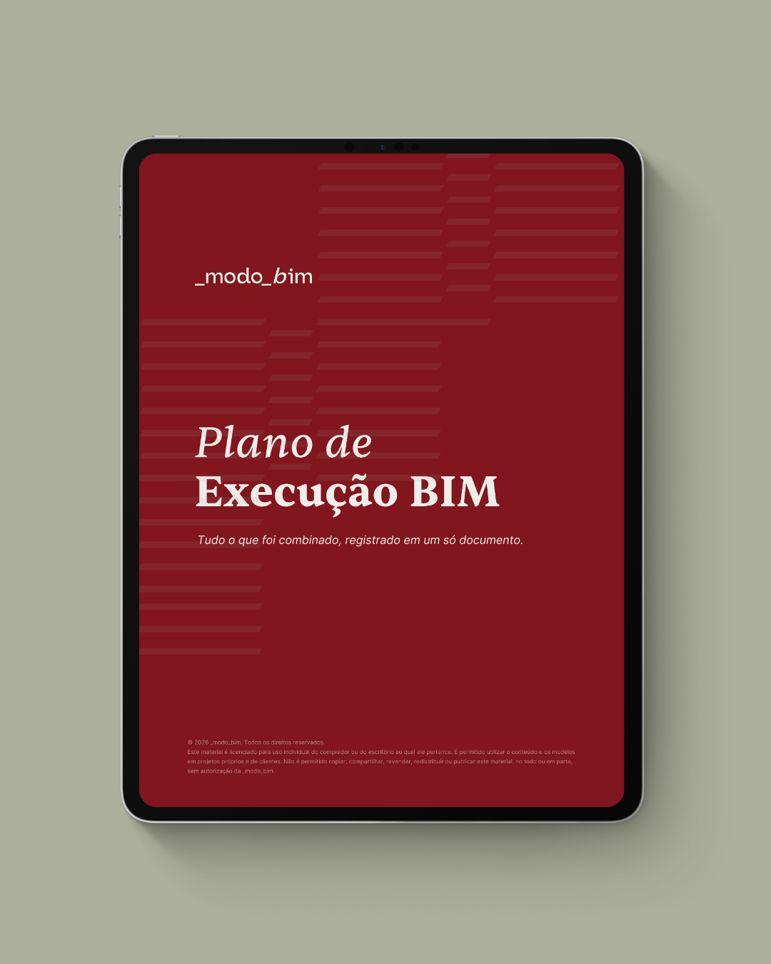 Capa do Plano de Execução BIM em um tablet